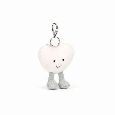 Jellycat Amuseables Cream Heart Bag Charm USA | 60234JMUB